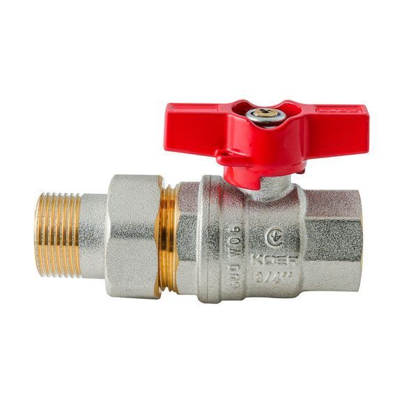 Кран с американкой Koer Extreme KE.227-20 - 3/4" ручка "бабочка" красная (KR5766) KR5766 фото