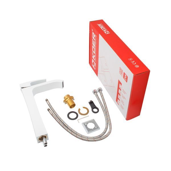 Смеситель для умывальника Koer KB-13007-04 высокий (Цвет хром+белый) (KR5153) KR5153 фото