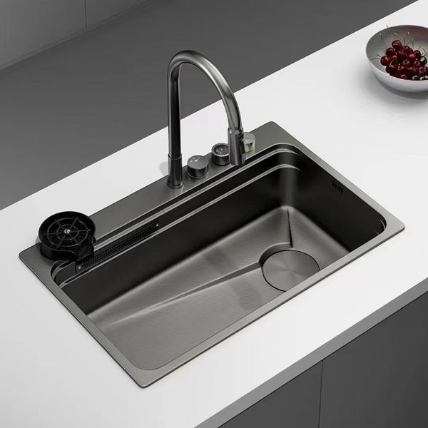 Мийка Zerix ZH7548-SET-03 Nano-Black з вбудованим змішувачем з нерж. сталі (ZM5577) ZM5577 фото