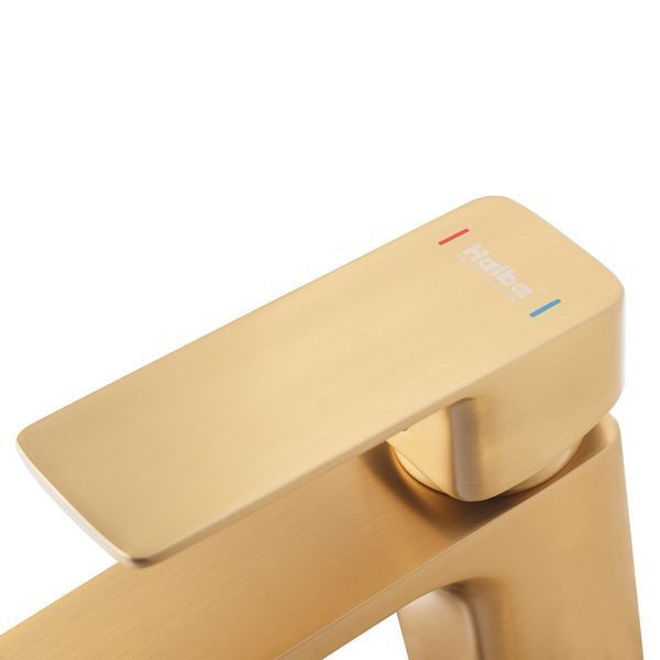 Смеситель для умывальника Haiba Kubus 001 BRUSHED GOLD (HB9622) HB9622 фото