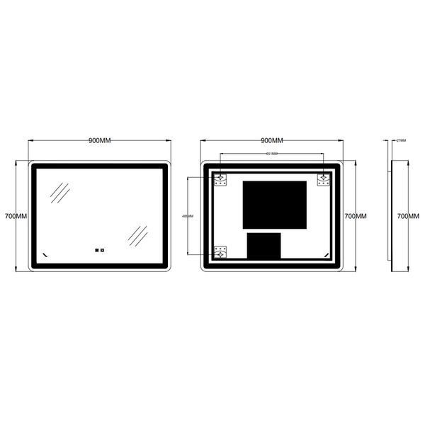 Зеркало Zerix Mirra MR05-90x70-REVERSE с LED Touch, Anti-fog, димером, регулятором яркости (ZX6059) ZX6059 фото