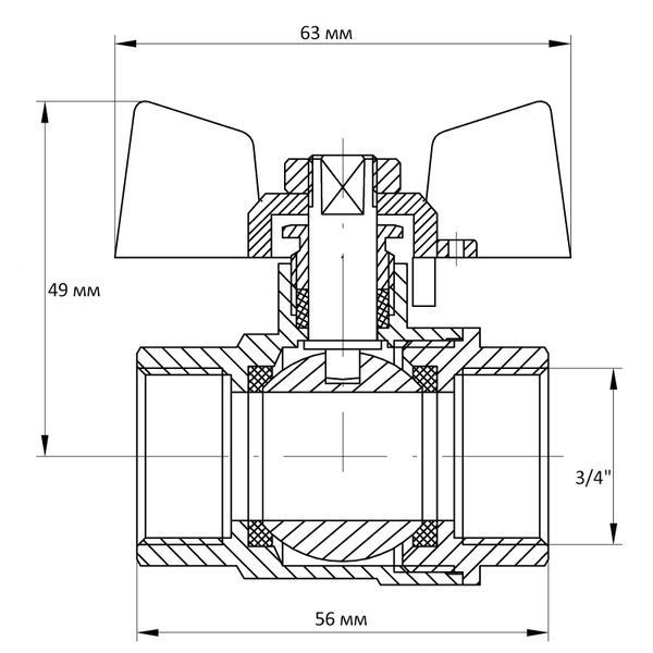 Кран шаровый Koer 3/4" ГГБ (KR.217.B) синий (KR2720) KR2720 фото