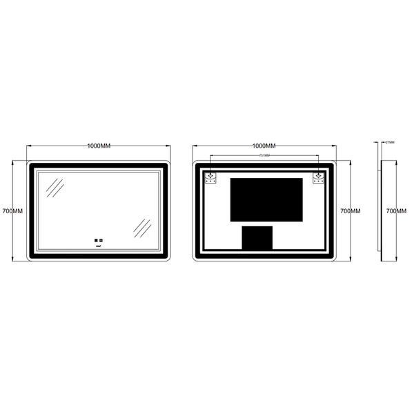 Дзеркало Zerix Mirra MR05-100x70 з LED Touch, Anti-fog, димером, регулятором яскравості (ZX6060) ZX6060 фото