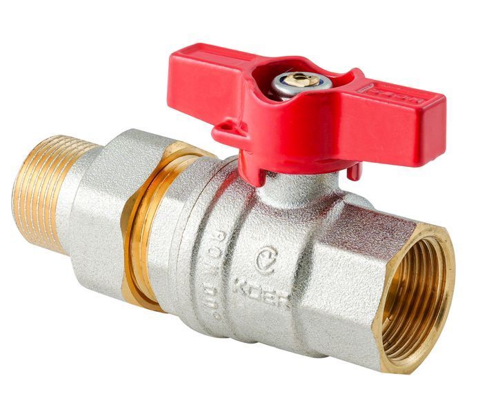 Кран з американкою Koer Extreme KE.227-25 - 1" ручка "метелик" червона (KR5767) KR5767 фото