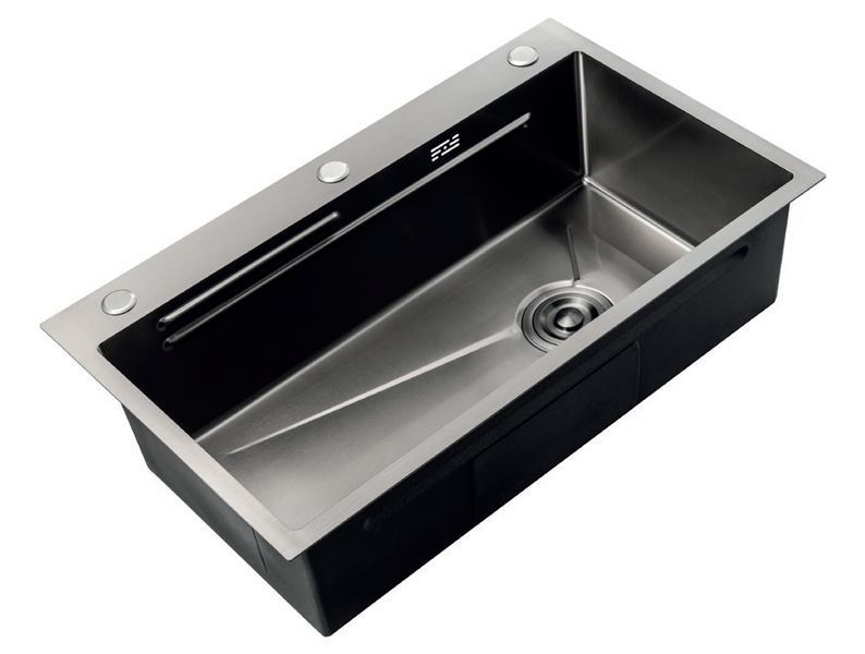 Мойка Zerix ZH6845-SET-05 Decor Nano-Black (3.0/0.8) с нерж. стали комплект (графит) (ZM5588) ZM5588 фото