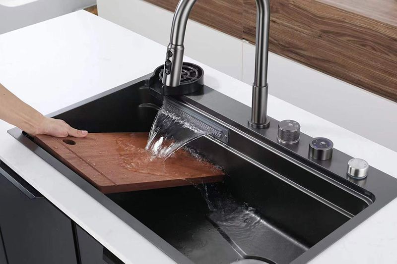 Мийка Zerix ZH7548-SET-03 Nano-Black з вбудованим змішувачем з нерж. сталі (ZM5577) ZM5577 фото
