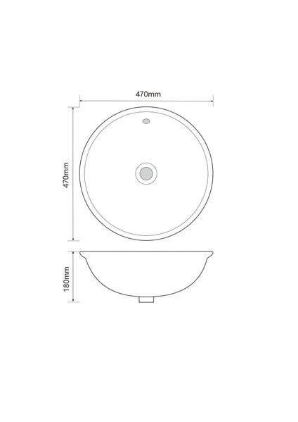 Раковина врізна на стільницю MIXXUS PREMIUM TOPPER-1601 470х470х180mm з переливом (MP6571) MP6571 фото