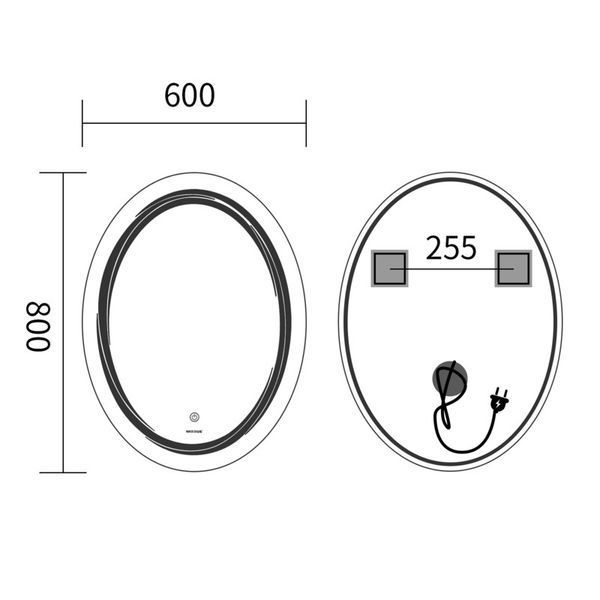 Дзеркало Mixxus Premium WAVE MV04-60x80 з Led Touch, Anti-fog, димером (3-6,5kK) (MP6636) MP6636 фото