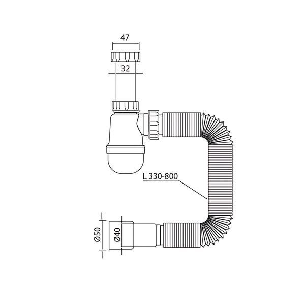 Сифон для умывальника Mixxus SU-04-A 1 1/4"x32 без выпуска 32*40/50 (MI8181) MI8181 фото