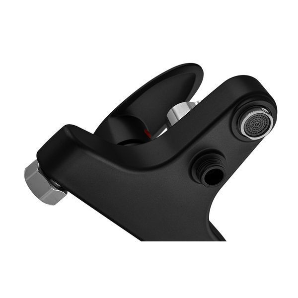 Змішувач для ванни Plamix CEZAR-009 EURO SET Matte black, зі шлангом, лійкою та кронштейном (PM0693) PM0693 фото