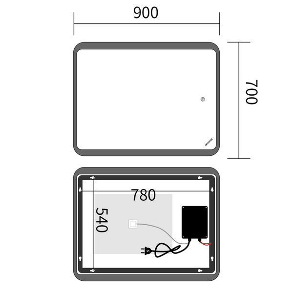 Зеркало Mixxus Premium OLIVARY MR19-90x70-Reverse с Led Touch, Anti-fog, димером (3-6,5kK) (MP6630) MP6630 фото