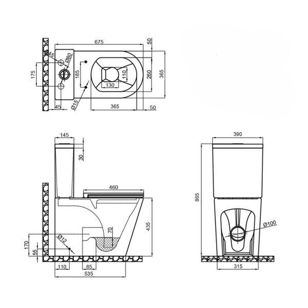 Бачок для унитаза-компакта Mixxus Premium Bevel-0402-T1 Tank 670х390х880 со сливной арматурой (MI8326) MI8326 фото