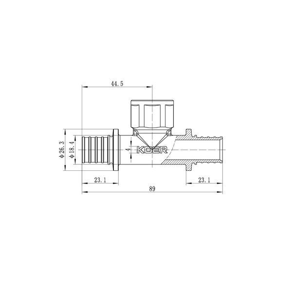 Тройник переходный с ВР Koer KA.T20-06F-20 - 20(2.8mm) x 1/2"F x 20(2.8mm) (KR4895) KR4895 фото