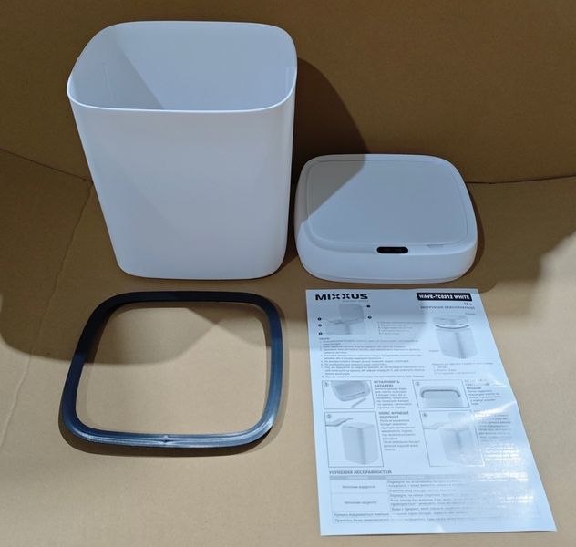 Мусорное ведро сенсорное прямоугольное Mixxus Wave-TC0212 White 12 л (цвет белый) (MI8403) MI8403 фото