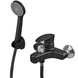 Змішувач для ванни Plamix CEZAR-009 EURO SET Matte black, зі шлангом, лійкою та кронштейном (PM0693) PM0693 фото 1