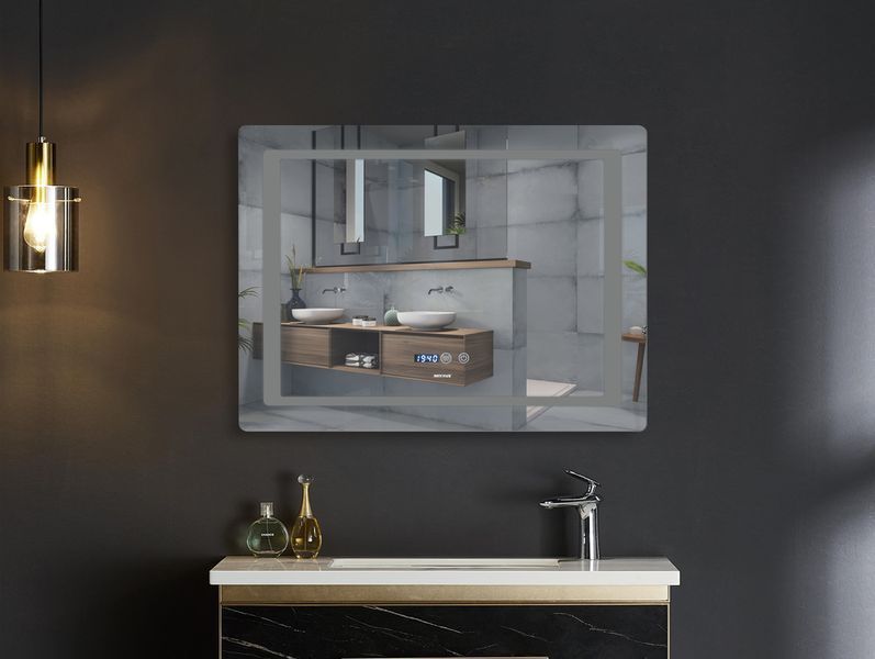 Дзеркало Mixxus STYLE MR03-70x50 з Led Touch, Anti-fog, димером, регулятором яскравості, годинником (MI6006) MI6006 фото