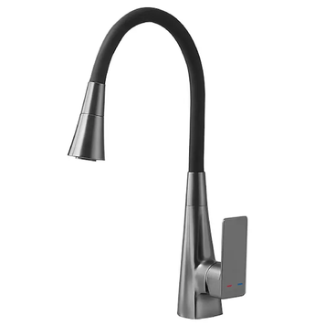 Змішувач для кухні Mixxus Etna 014-T (NUT) Graphite Refl.Black (Колір графіт+силіконовий вилив чорний) (MI8422) MI8422 фото