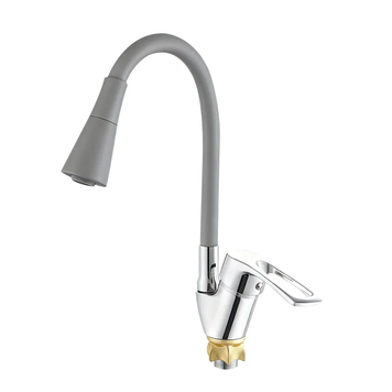 Смеситель для кухни с силиконовым изливом Zerix YUT 181 Reflector Gray (цвет излива серый) (ZX5984) ZX5984 фото