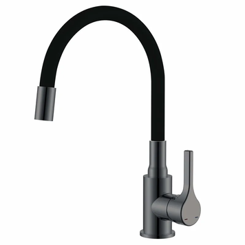 Смеситель для кухни Zerix Rex-011 Graphite Refl.Black из нерж.стали (Цвет графит+силик.излив черный) (ZX6131) ZX6131 фото
