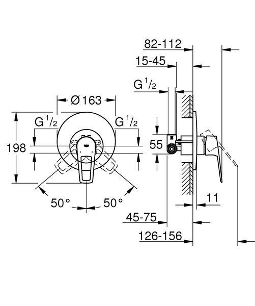 Змішувач прихованого монтажу для 1 споживача Grohe BauLoop New (29080001) 29080001 фото