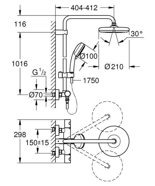 Душевая система с термостатом для душа Grohe New Tempesta Cosmop. System (27922001) 27922001 фото