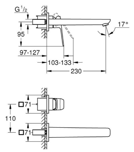 Змішувач для раковини Grohe Cubeo на 2 отвори L-розміру (1017892430) 1017892430 фото