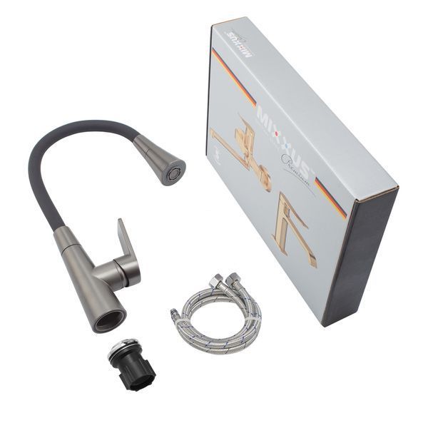 Смеситель для кухни Mixxus Premium Matis 011-T (NUT) Graphite Refl.Black (Цвет граф.+сил.излив черный) (MI8268) MI8268 фото