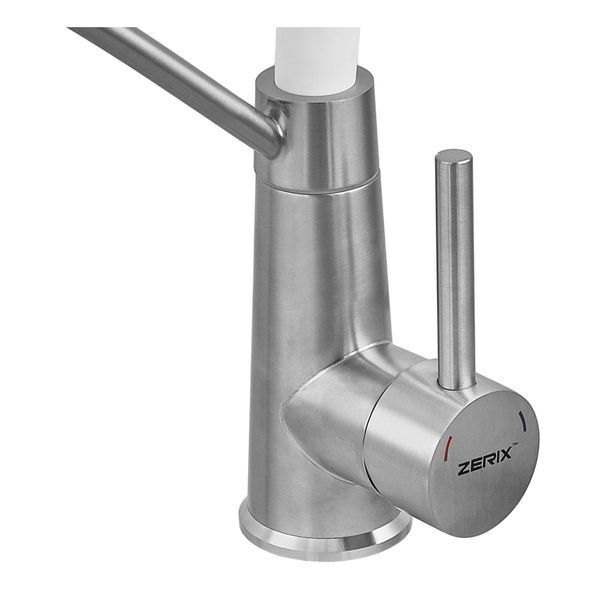 Смеситель для кухни с силиконовым изливом Zerix FUL-017 Refl.White из нерж. стали SUS304 (изл.белый) (ZX5994) ZX5994 фото