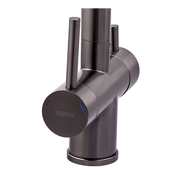 Смеситель для кухни с гибким изливом на две воды Zerix KIT-021 Graphite REFL.Black из нерж. стали (ZX5559) ZX5559 фото