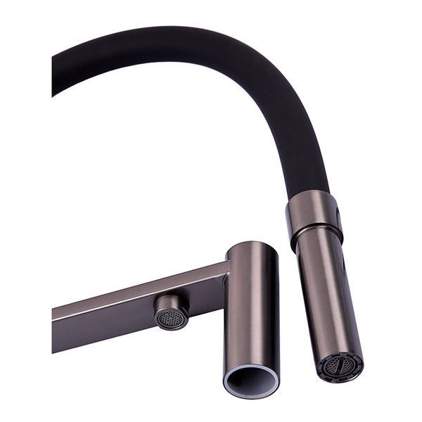 Смеситель для кухни с гибким изливом на две воды Zerix KIT-021 Graphite REFL.Black из нерж. стали (ZX5559) ZX5559 фото