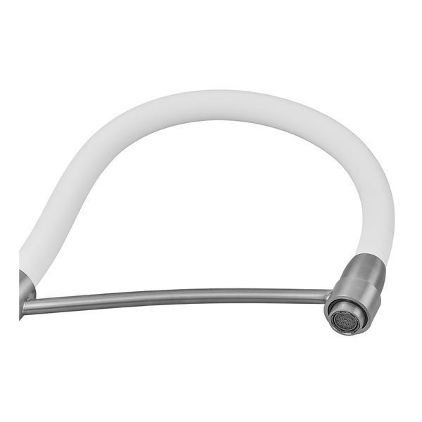 Смеситель для кухни с силиконовым изливом Zerix FUL-017 Refl.White из нерж. стали SUS304 (изл.белый) (ZX5994) ZX5994 фото