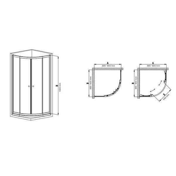 Душевая кабина без поддона Mixxus Premium DIVERSE SC01-90x90x195-TR Chrome прозрачное стекло 5мм (MI6859) MI6859 фото