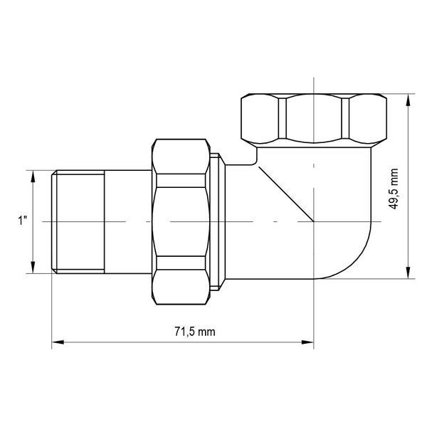 Сгон американка 1" угловой Koer KR.342 (KR0144) KR0144 фото