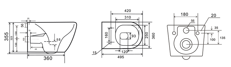 Унитаз подвесной Mixxus Premium ELLIPSE-0308-T3 GRAY 490x360x360mm система смыва TORNADO 3.0 (MP6654) MP6654 фото