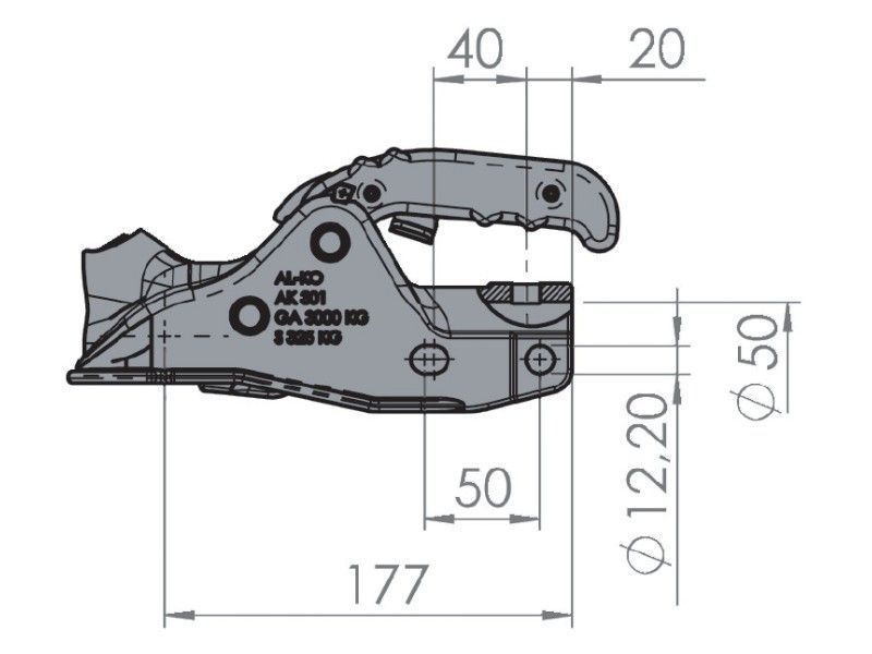 Зчіпний пристрій AL-KO АК301 Profi V+Safety Kit кругле дишло 45/50 мм 3000 кг чавун (1223427) 1223427 фото