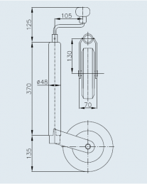 Опорное колесо прицепа Winterhoff d48 мм длина 505 мм 150 кг (1860904EW) 1860904EW фото