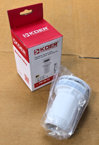 Донний клапан для раковини Koer PW-08-03 1 1/4'' без переливу автоматичнийСLICK-СLACK (Колір білий) (KR5787) KR5787 фото