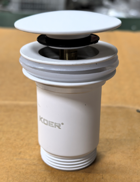 Донний клапан для раковини Koer PW-08-03 1 1/4'' без переливу автоматичнийСLICK-СLACK (Колір білий) (KR5787) KR5787 фото