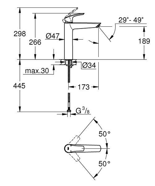 Однорычажный смеситель для раковины Grohe Eurosmart XL-Size (239712433) 239712433 фото