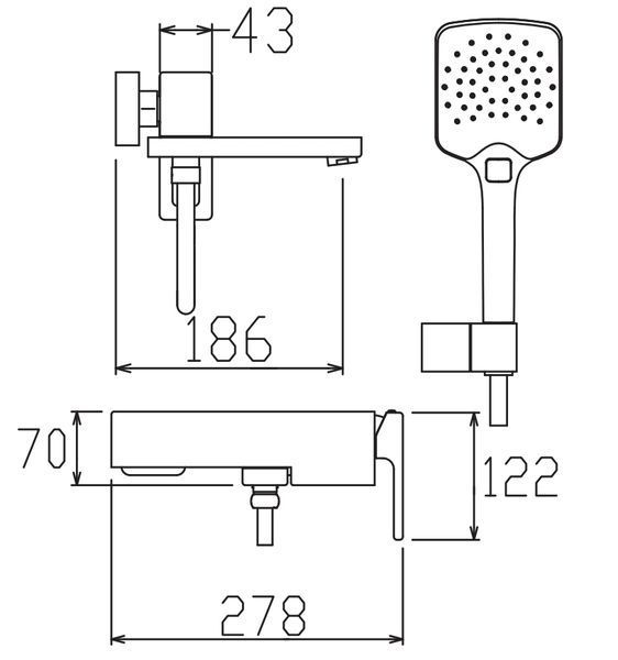 Смеситель для ванны с коротким изливом KOER KB-41009-05 (Цвет черный) (KR6018) KR6018 фото