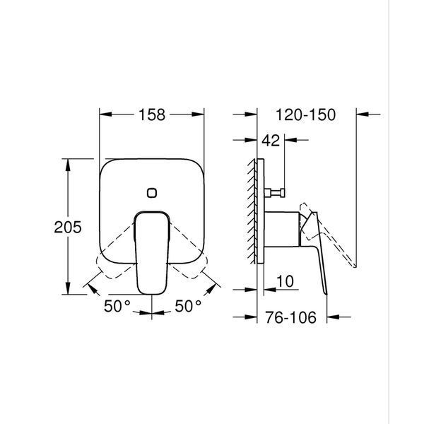Смеситель однорычажный скрытого монтажа для ванны Grohe Cubeo с переключателем на 2 положения (1017782430) 1017782430 фото