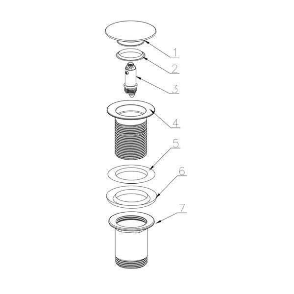 Донний клапан для раковини Koer PW-08-03 1 1/4'' без переливу автоматичнийСLICK-СLACK (Колір білий) (KR5787) KR5787 фото