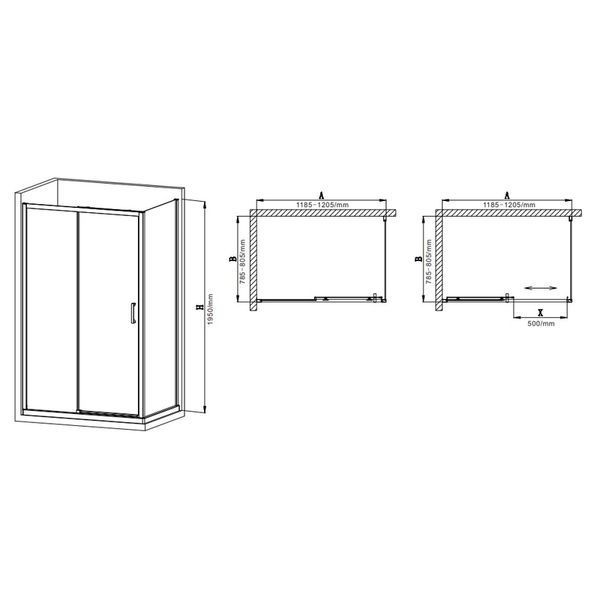 Душевая кабина без поддона Mixxus Premium DIVERSE SC03-120x80x195-TR Chrome прозрачное стекло 6мм (MI6867) MI6867 фото