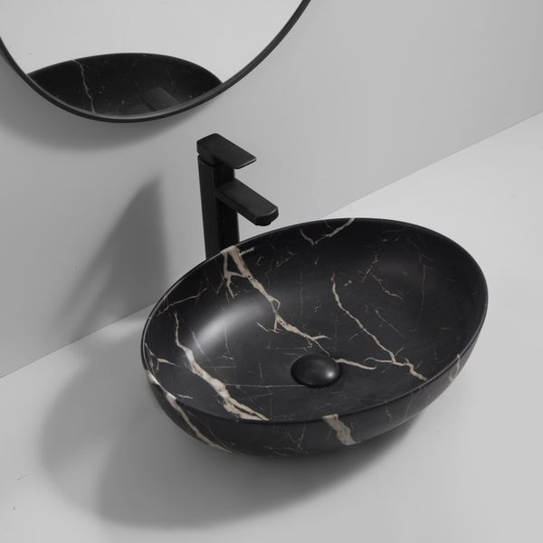 Раковина накладная Mixxus Premium ELLIPSE-0102 MARBLE 515х400х130mm (MP6552) MP6552 фото
