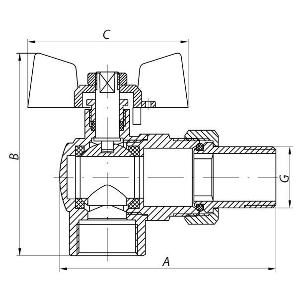 Кран с американкой 1/2" СК красный угловой (SK0022) SK0022 фото