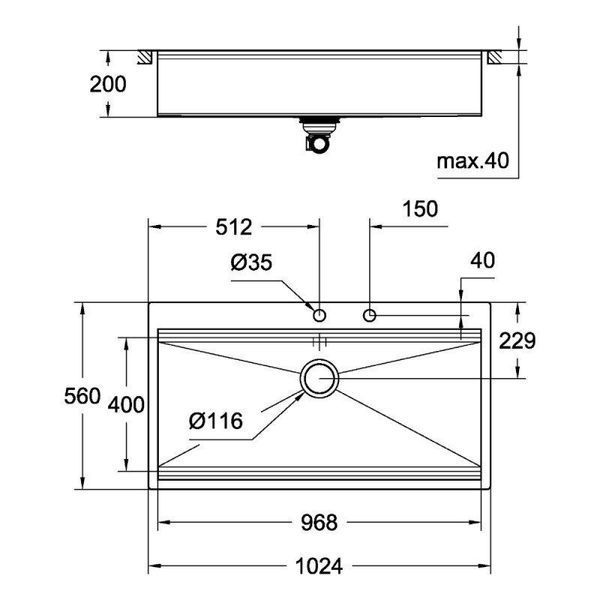 Мойка кухонная Grohe EX Sink K800 (120 cm) (31586SD0) 31586SD0 фото