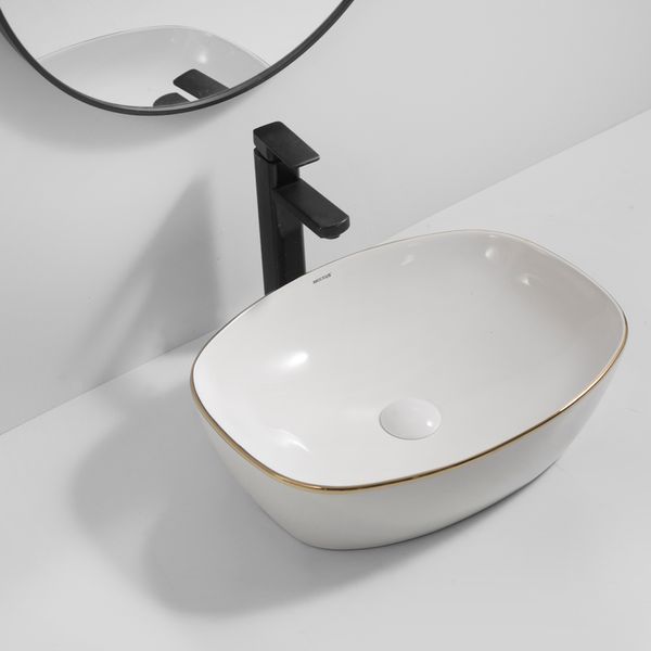 Раковина накладна Mixxus Premium DIVERSE-0109 EDGE GOLD 500х380х140mm (MP6548) MP6548 фото