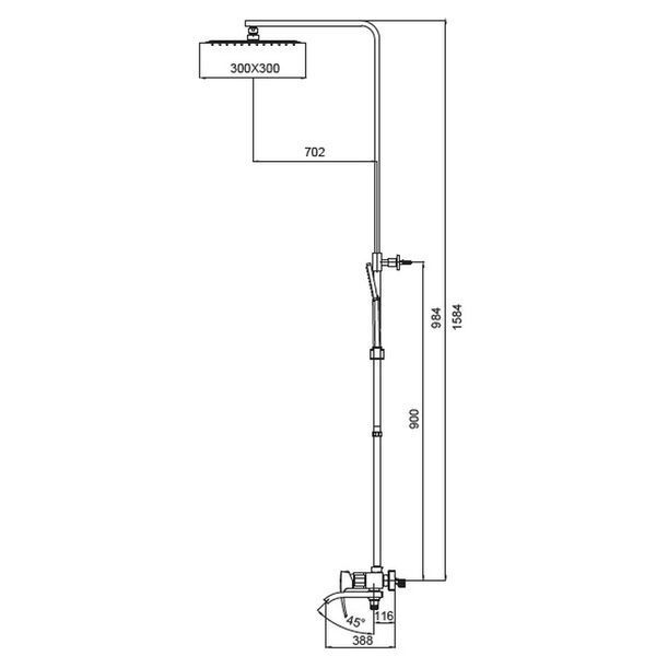 Душова колона зі змішувачем Koer KB-56007-07, 3 функції (Колір графіт) (KR5160) KR5160 фото