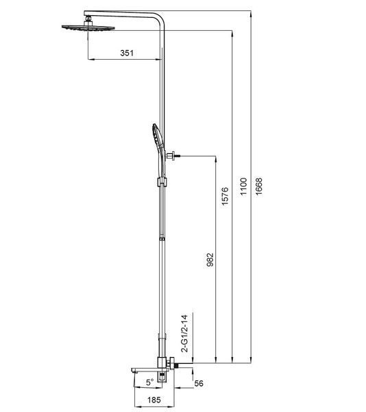 Душова колона із змішувачем Koer KB-56009-01 (Колір хром) (KR3506) KR3506 фото