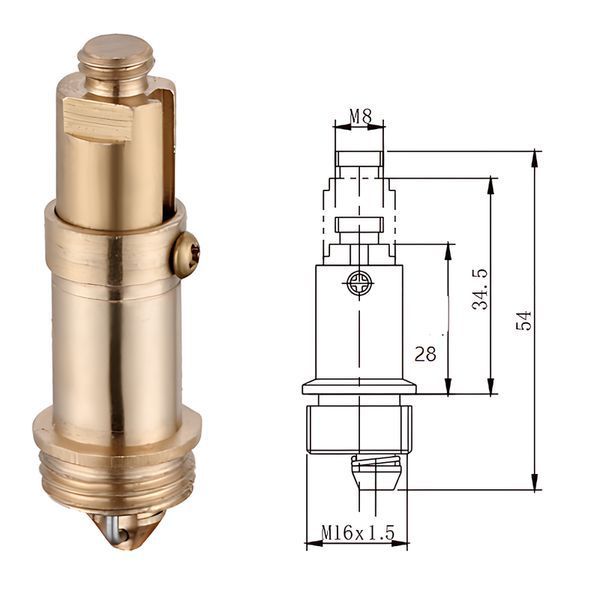 Шток донного клапана Mixxus ROD-01 (п'ятки) СLICK-СLACK 16мм x 8мм латунний (MI8392) MI8392 фото